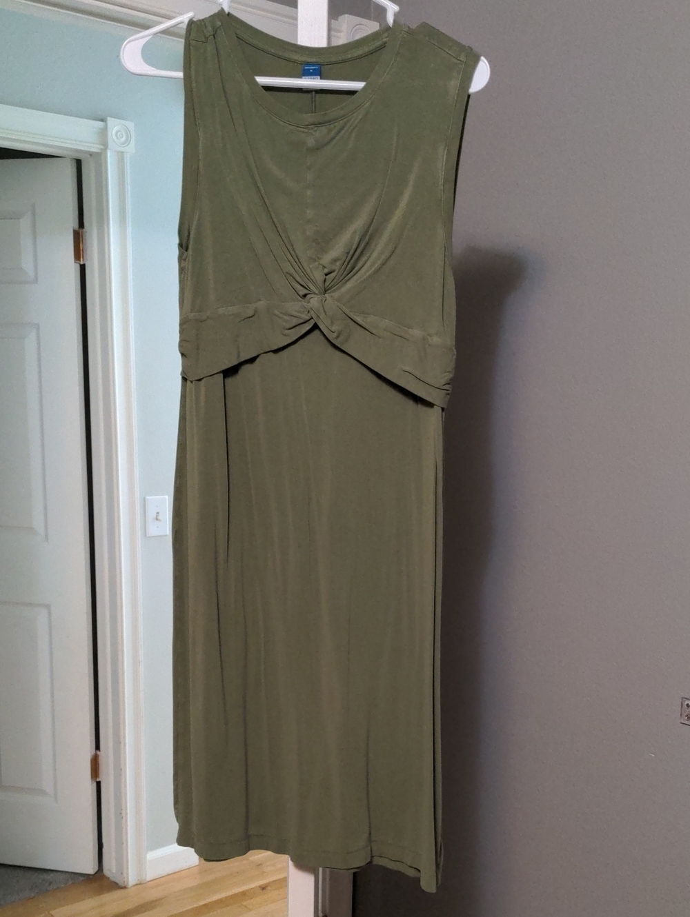 Old Navy Olive Green Twist Front Midi Nursing/Breastfeeding Dress